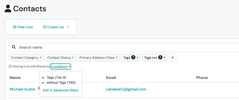 Screenshot: How do I apply multiple conditions to the same field?