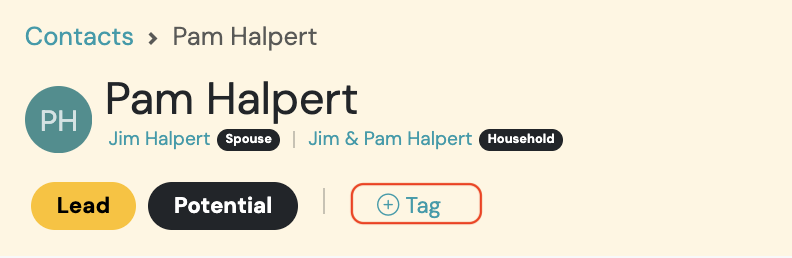 Screenshot: Add a Tag to a Contact