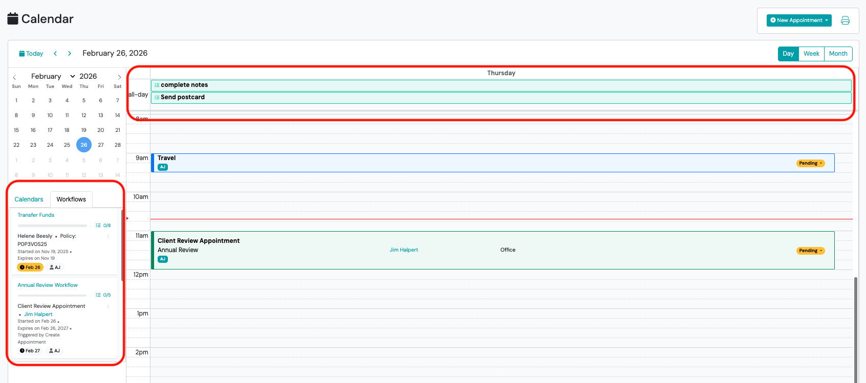 Screenshot: Where can I see my Tasks and Workflows?